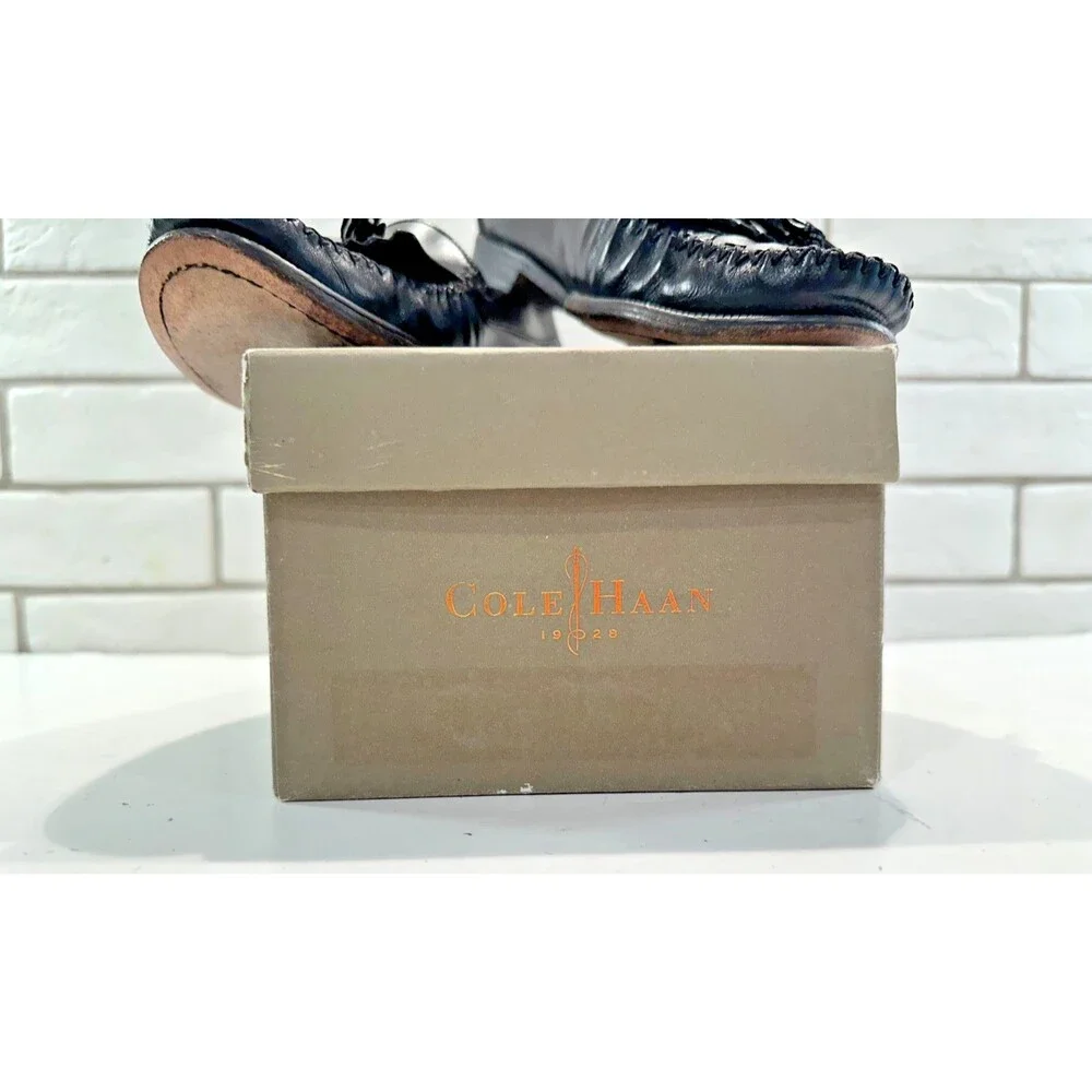 Cole Haan Mens Black‎ Braided Toe Tasseled Loafer sz 9.5D (S1627)